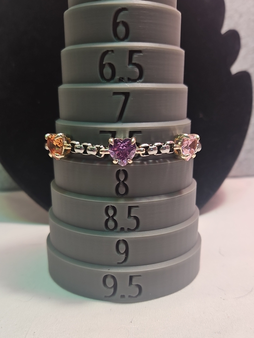 Lux Bracelet With Heart Gemstone with Pink, Purple, and Orange